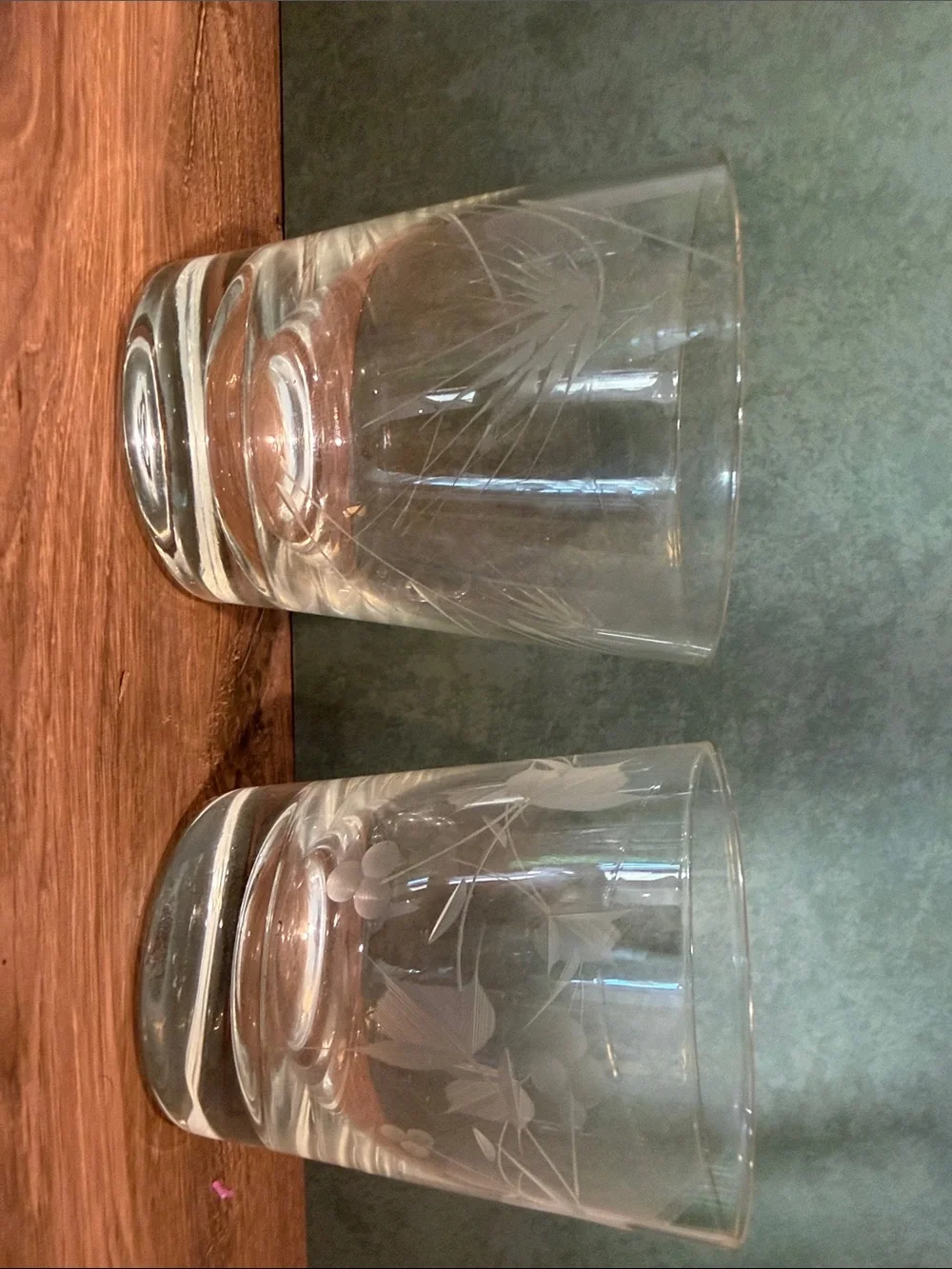 Clear Glass Tumbler Set - Etched Design, Clear